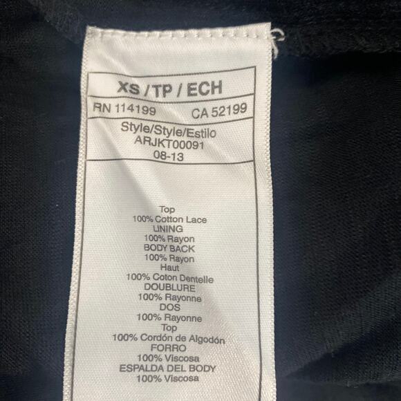 Roxy Black Sleeveless Lace Tank Top metal studs women sz XS - Picture 6 of 7